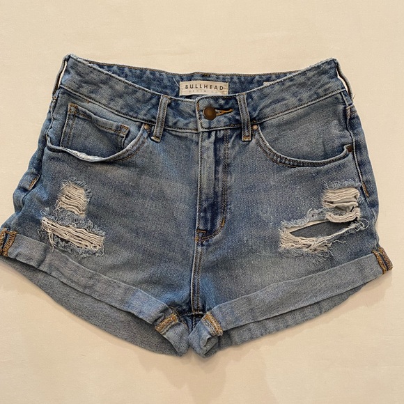 Bullhead High Rise Ripped Denim Shorts 